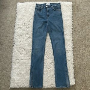 Zara split hem straight leg jeans high rise